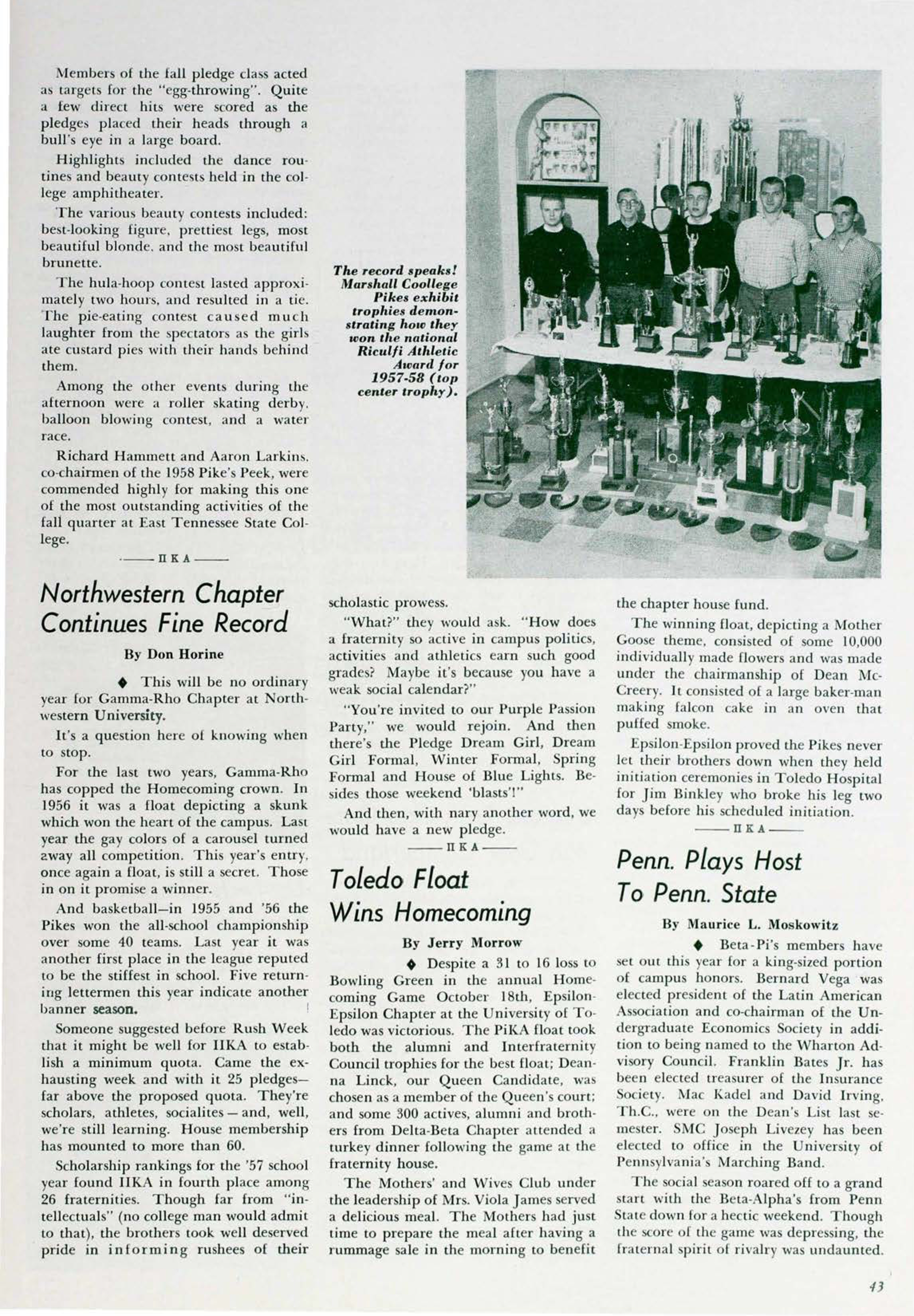 Northwestern Chapter Continues Fine Record